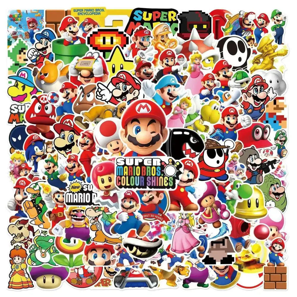 Super Mario Bros Stickers - Durable Vinyl Gaming Stickers | Waterproof Laptop Decals 100pcs Paper products