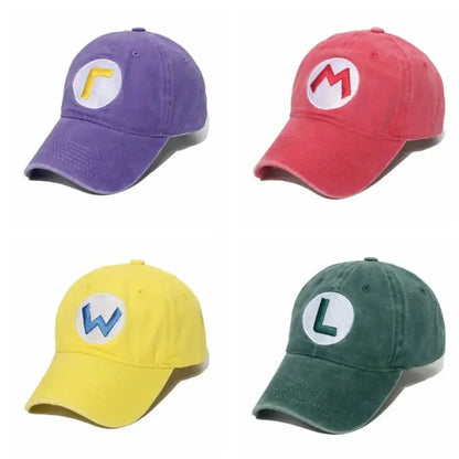 Super Mario Luigi Hat - Adjustable Cotton Baseball Cap With Canvas Sunshade Hats