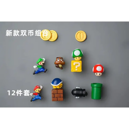 Super Mario Refrigerator Magnets – 3D Mario Magnets Set | Colorful Kitchen Magnet Decor 2-12pcs Home Decor