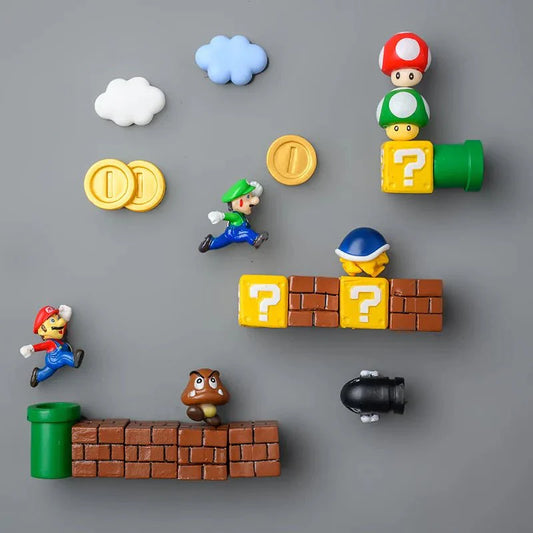 Super Mario Refrigerator Magnet Set: A Cartoon Mario Figure in a Three - Dimensional Design for Decorating Refrigerator Doors, Perfect as a Gift for Kids. - Gapo Goods - 