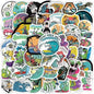 Summer Skull Stickers – 50 Piece Surfing Sticker Pack With Retro Anime Style Stickers
