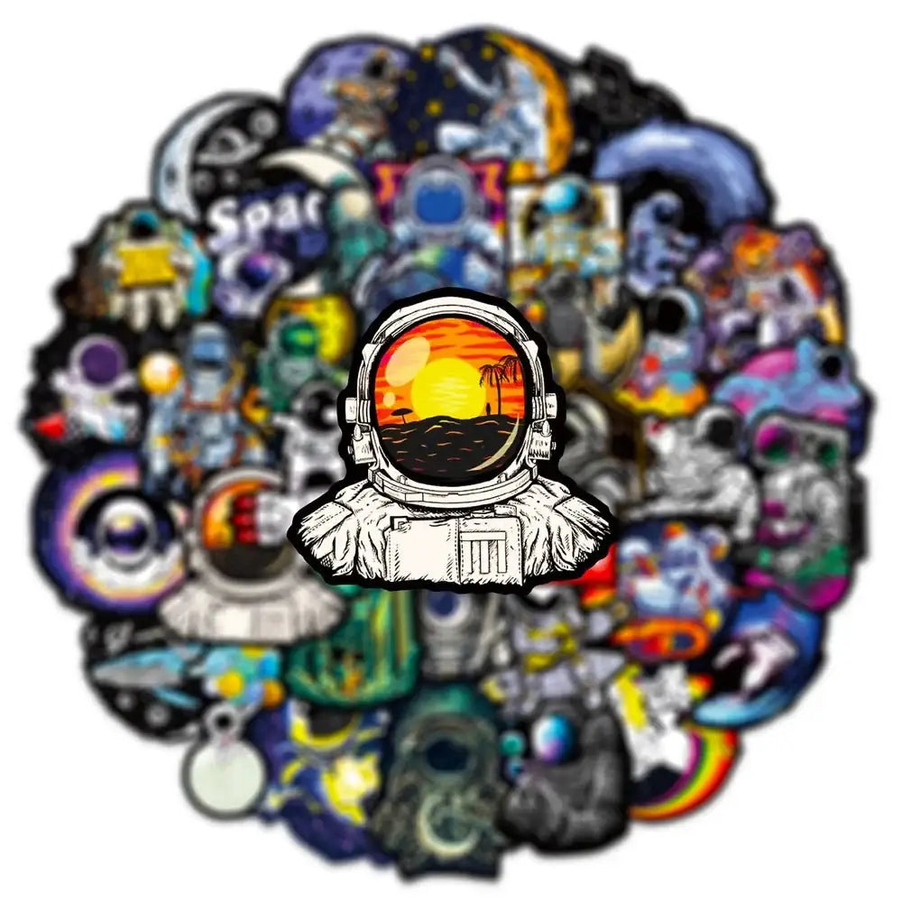 Astronaut Cartoon Stickers – 10 Piece Space Theme Stickers | Durable Vinyl Decals Paper products