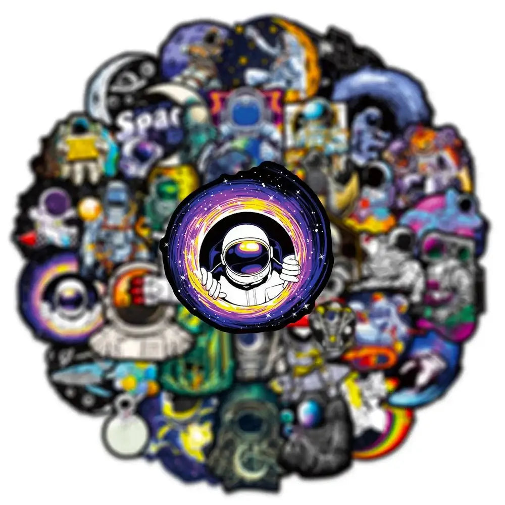 Astronaut Cartoon Stickers – 10 Piece Space Theme Stickers | Durable Vinyl Decals Paper products