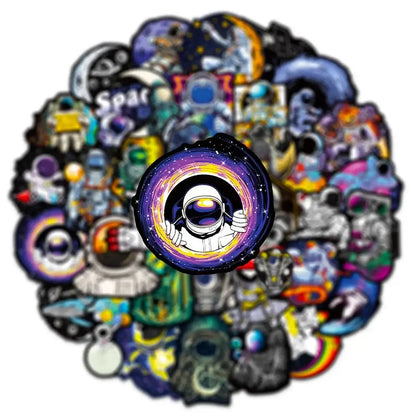 Astronaut Cartoon Stickers – 10 Piece Space Theme Stickers | Durable Vinyl Decals Paper products