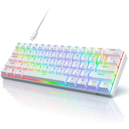 RK ROYAL KLUDGE RK61 Wired 60% Mechanical Gaming Keyboard RGB Backlit Ultra-Compact Hot Swappable Red Switch Black Hot-Swappable Red Switch White