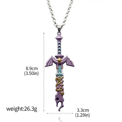 Zelda Master Sword Keychain - Metal Pendant Key Ring for Cosplay Collectors Small size Necklace