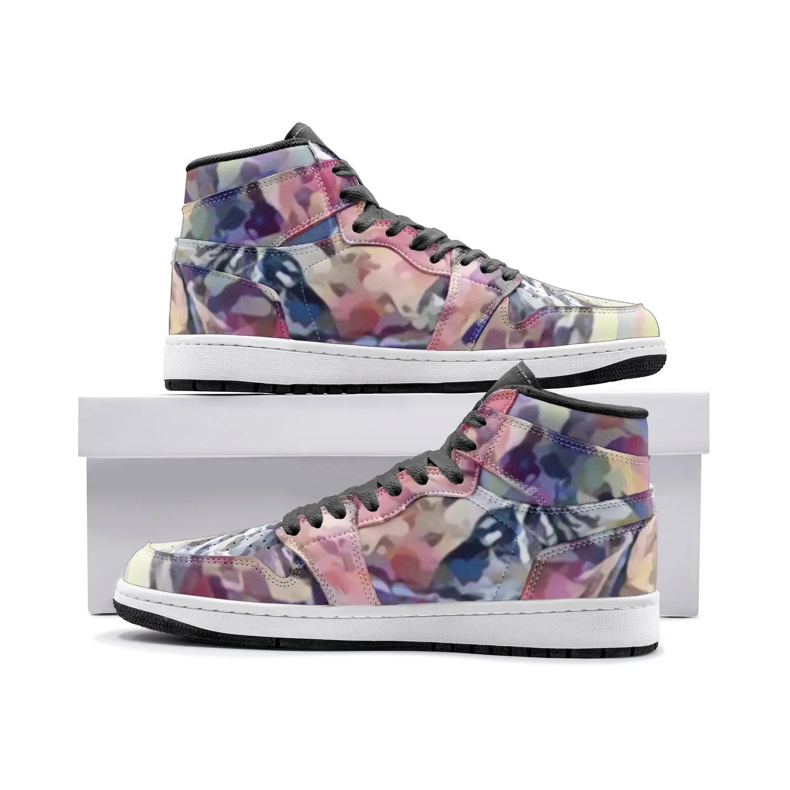 Unisex sneakers inspired by Tomb Raider Lara Croft, featuring a vibrant, camo design. Perfect for fans and collectors.