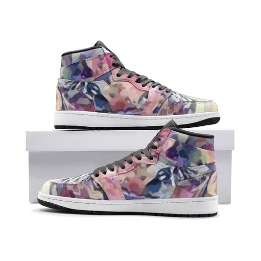 Unisex sneakers inspired by Tomb Raider Lara Croft, featuring a vibrant, camo design. Perfect for fans and collectors.