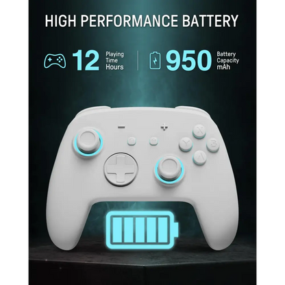 FUNLAB [Luminous Pattern] Switch Pro Controller Wireless Compatible with Switch/OLED/Lite, Firefly Bluetooth Remote Gamepad with 7 LED Colors/Paddle/Turbo/Motion Control - White