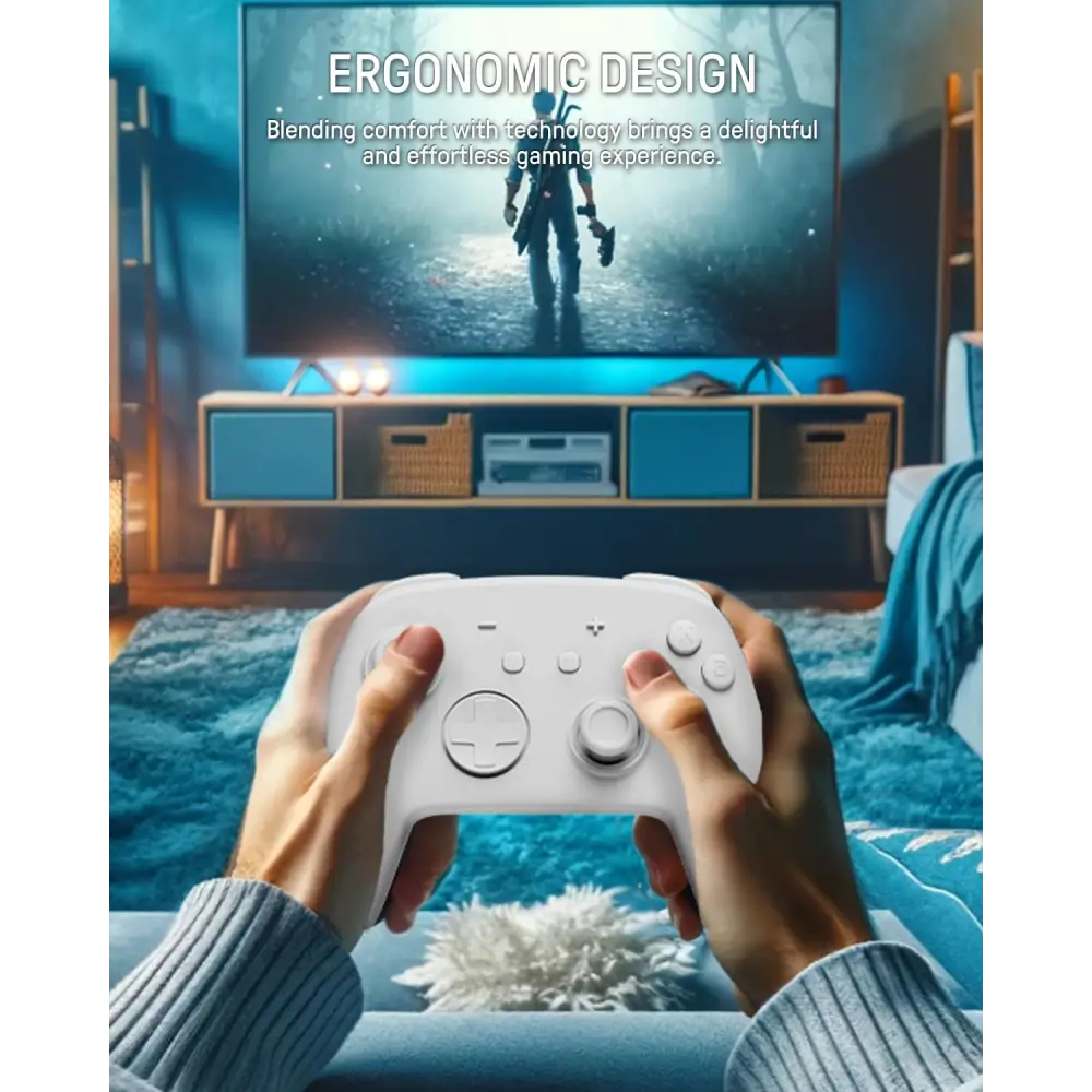 FUNLAB [Luminous Pattern] Switch Pro Controller Wireless Compatible with Switch/OLED/Lite, Firefly Bluetooth Remote Gamepad with 7 LED Colors/Paddle/Turbo/Motion Control - White