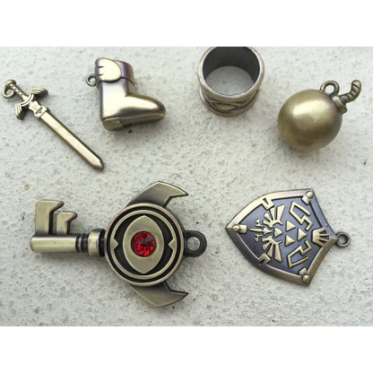 Zelda Twilight Princess Jewelry – Hylian Shield Necklace & Master Sword Pendant Set Jewelry