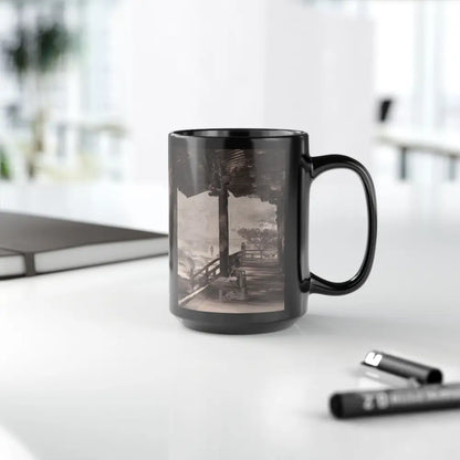 Zen vibes in a glossy black ceramic mug for your chill mornings - 15oz - Mug