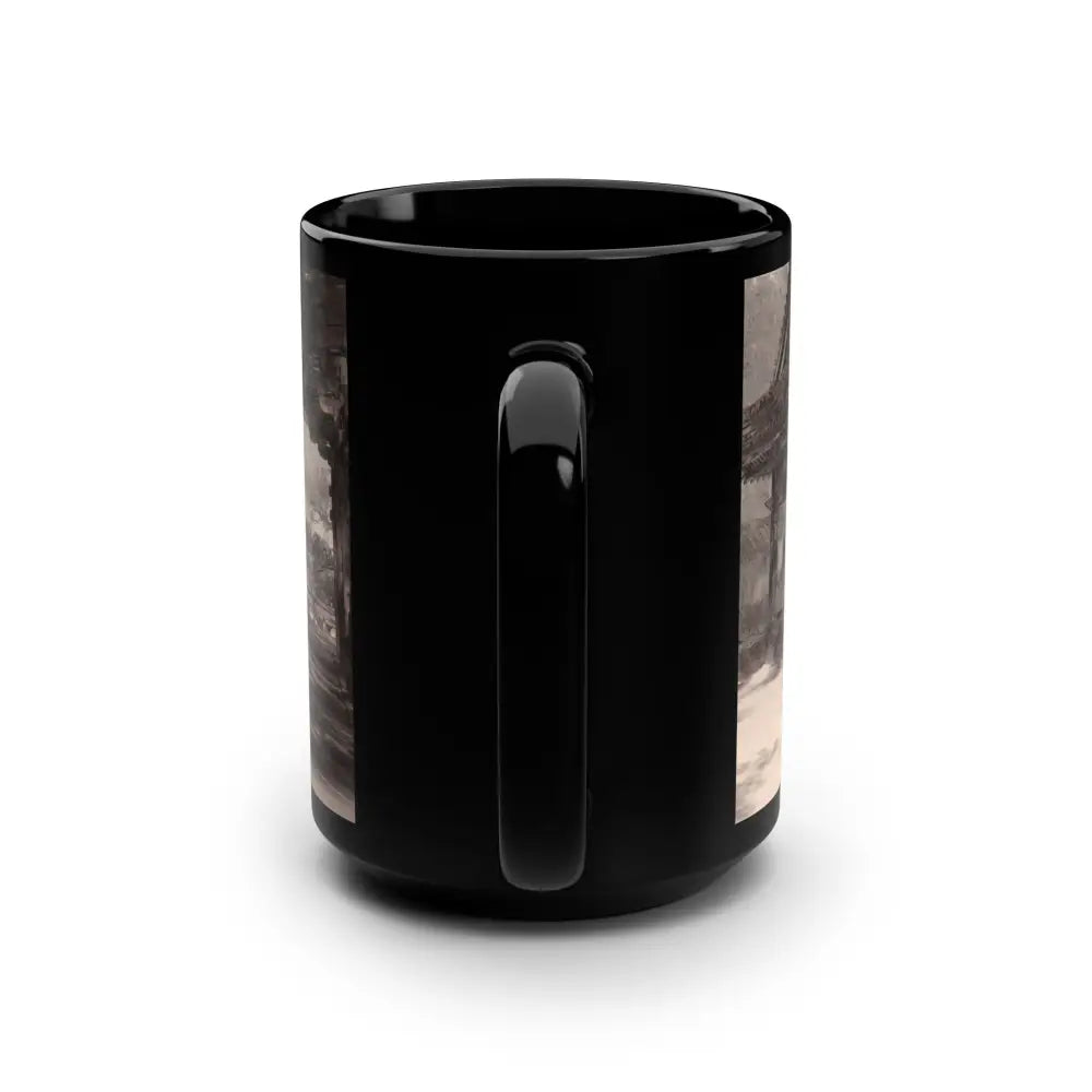 Zen vibes in a glossy black ceramic mug for your chill mornings - 15oz - Mug