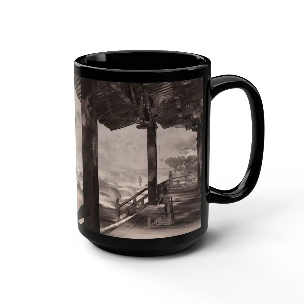 Zen vibes in a glossy black ceramic mug for your chill mornings - 15oz - Mug