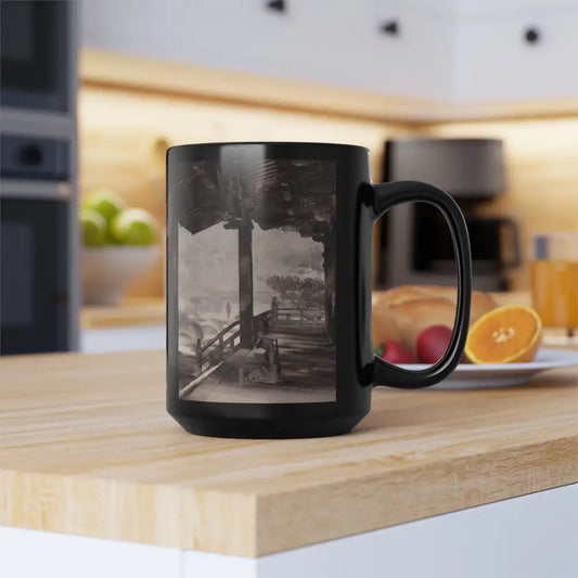 Zen vibes in a glossy black ceramic mug for your chill mornings - 15oz - Mug