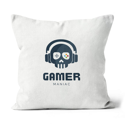 Skull Gamer Grunge Graff - Linen Throw Pillow
